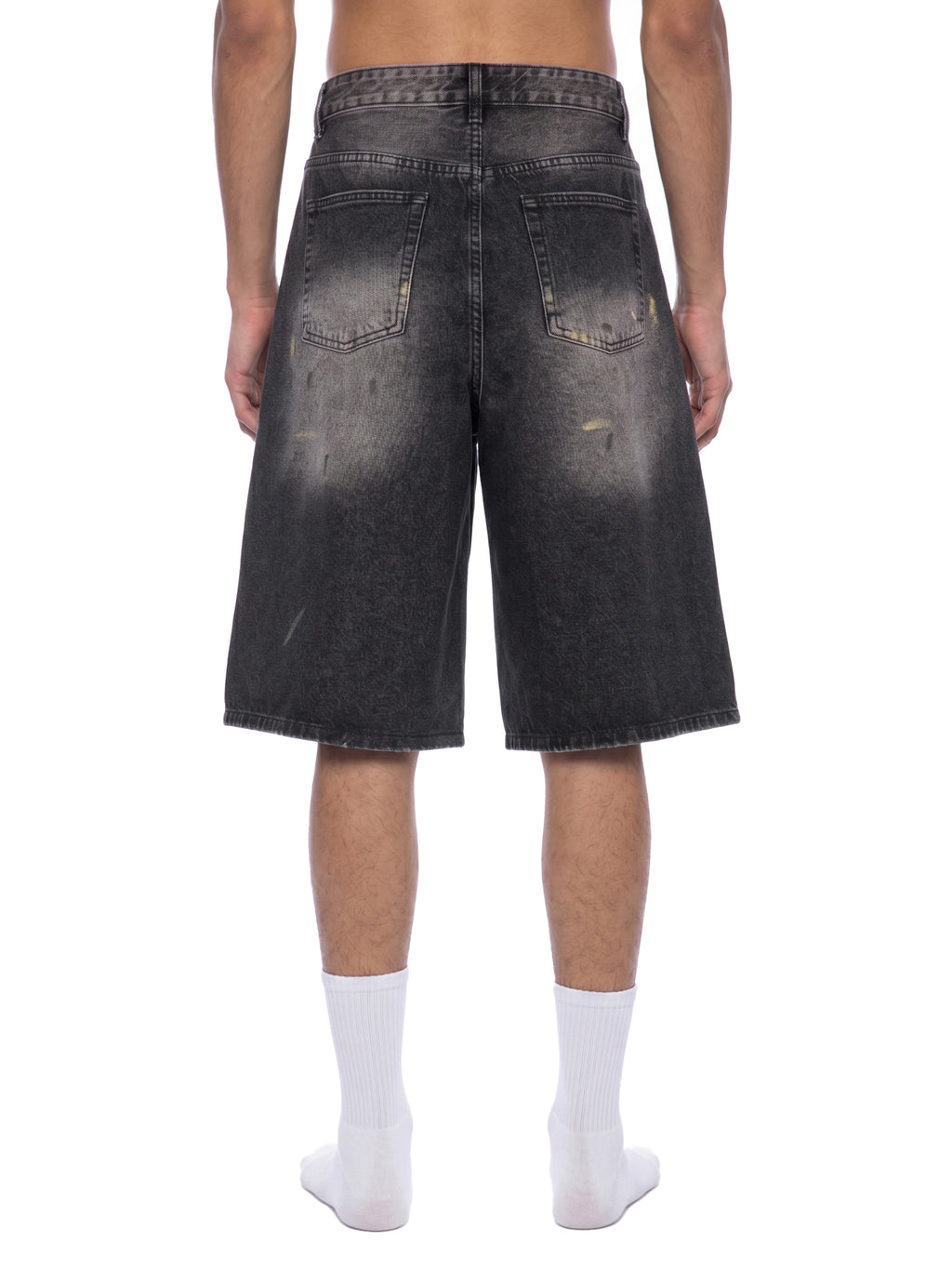 Vintage Wash Faded Black Denim Shorts
