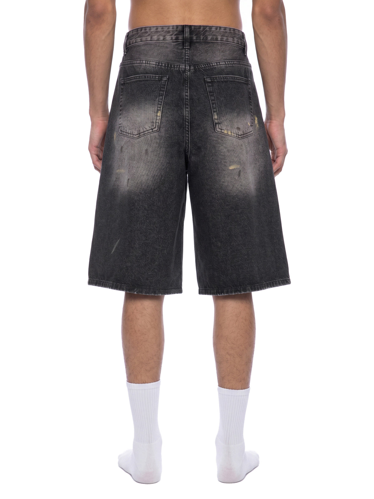 Vintage Wash Faded Black Denim Shorts