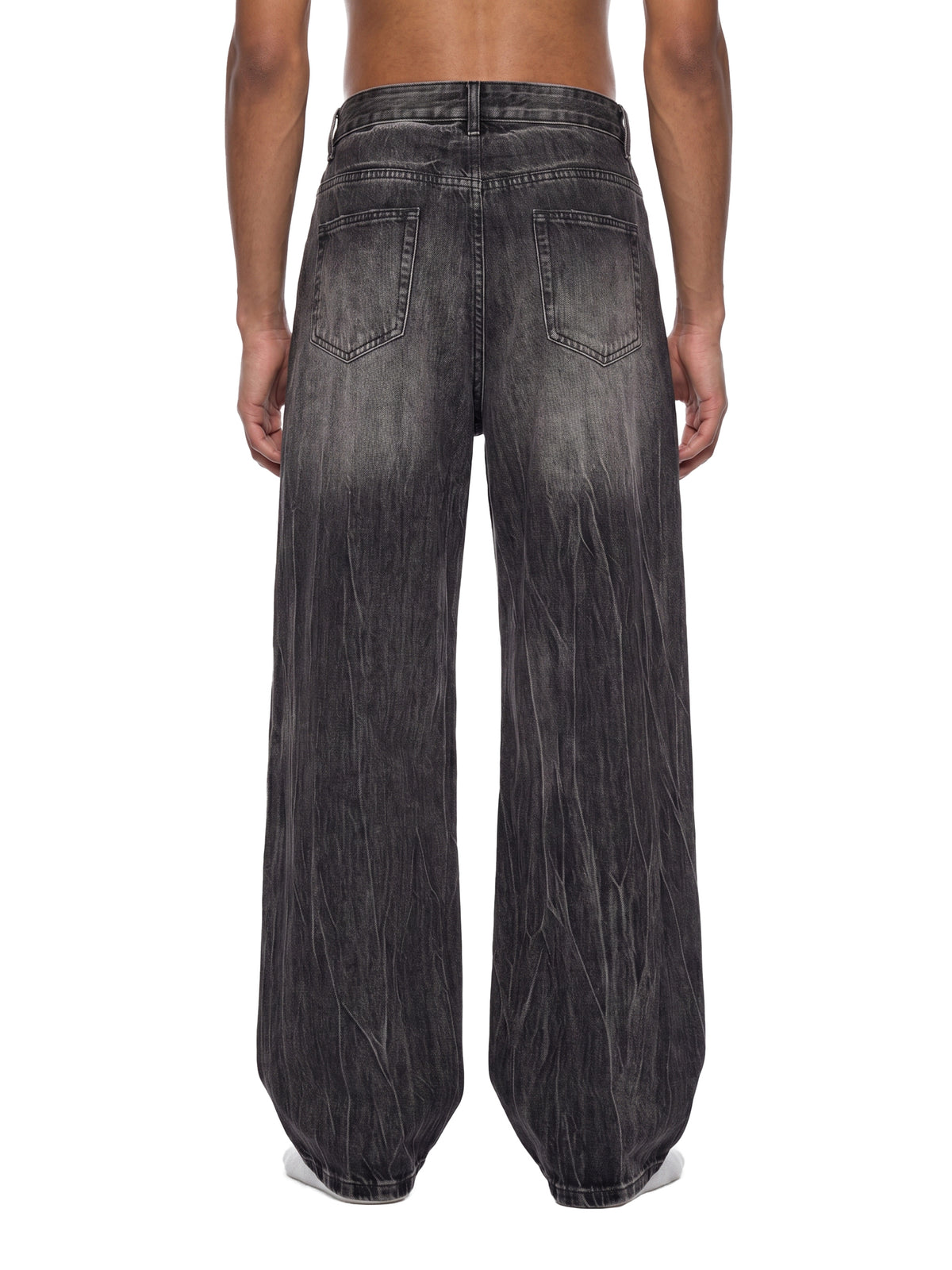 Whiskered Wide-Leg Jeans