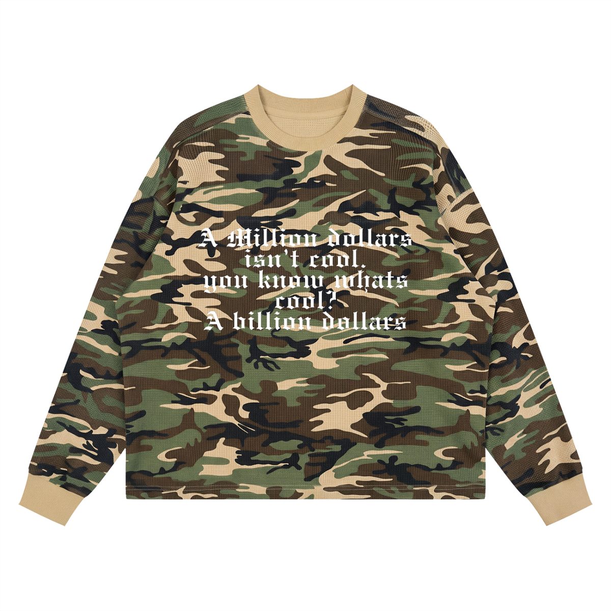 The "Billion Dollars Mindset" Waffle Knit Boxy Long Sleeve