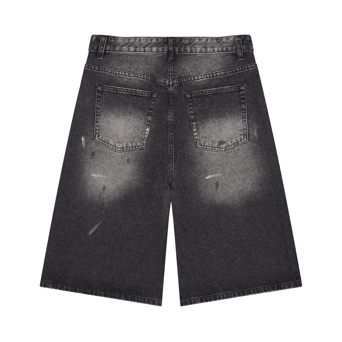 Vintage Wash Faded Black Denim Shorts