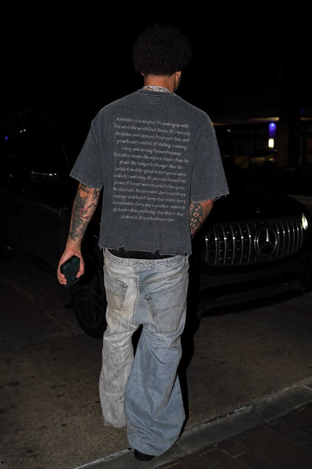 The Relentless Distressed Tee (back print)