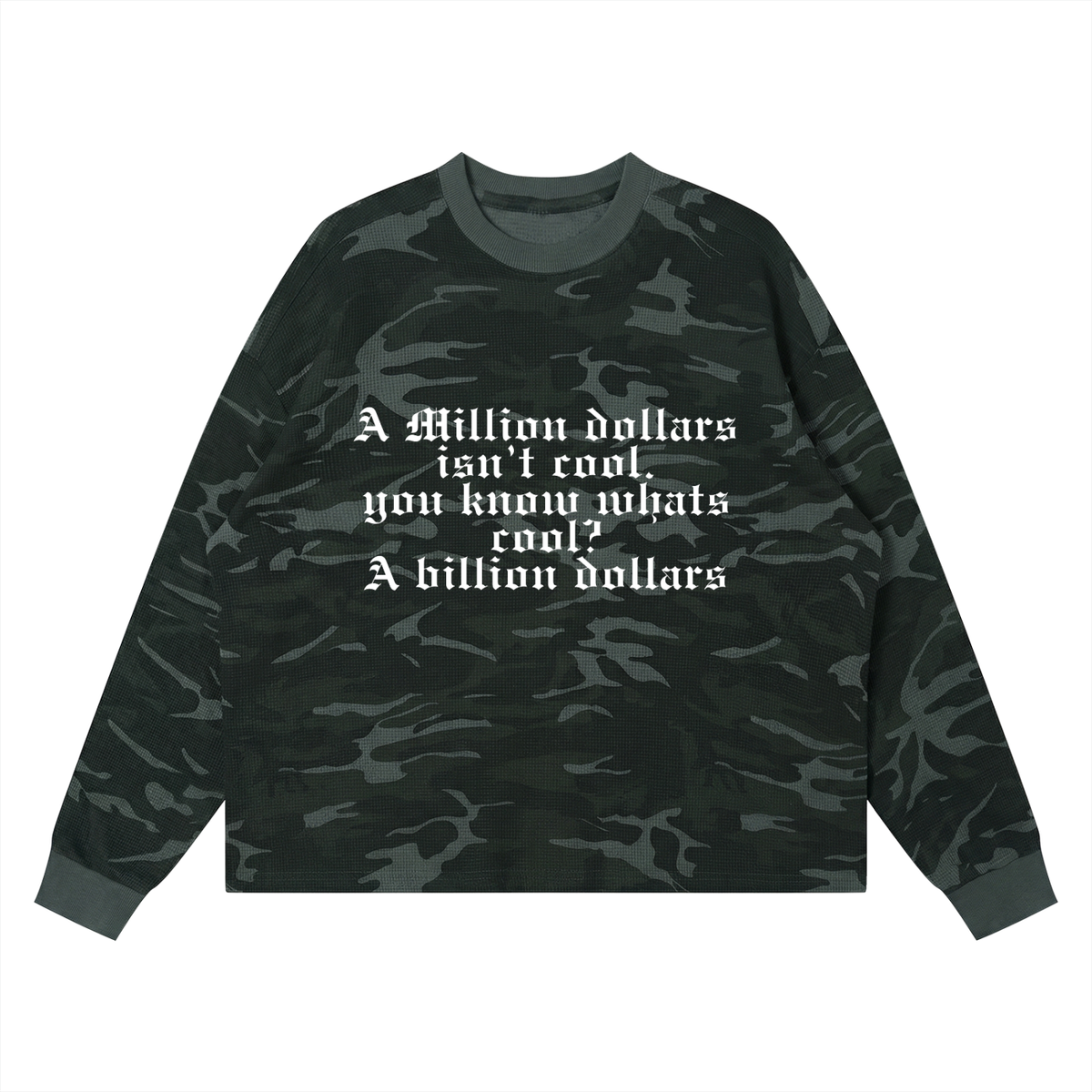The "Billion Dollars Mindset" Waffle Knit Boxy Long Sleeve