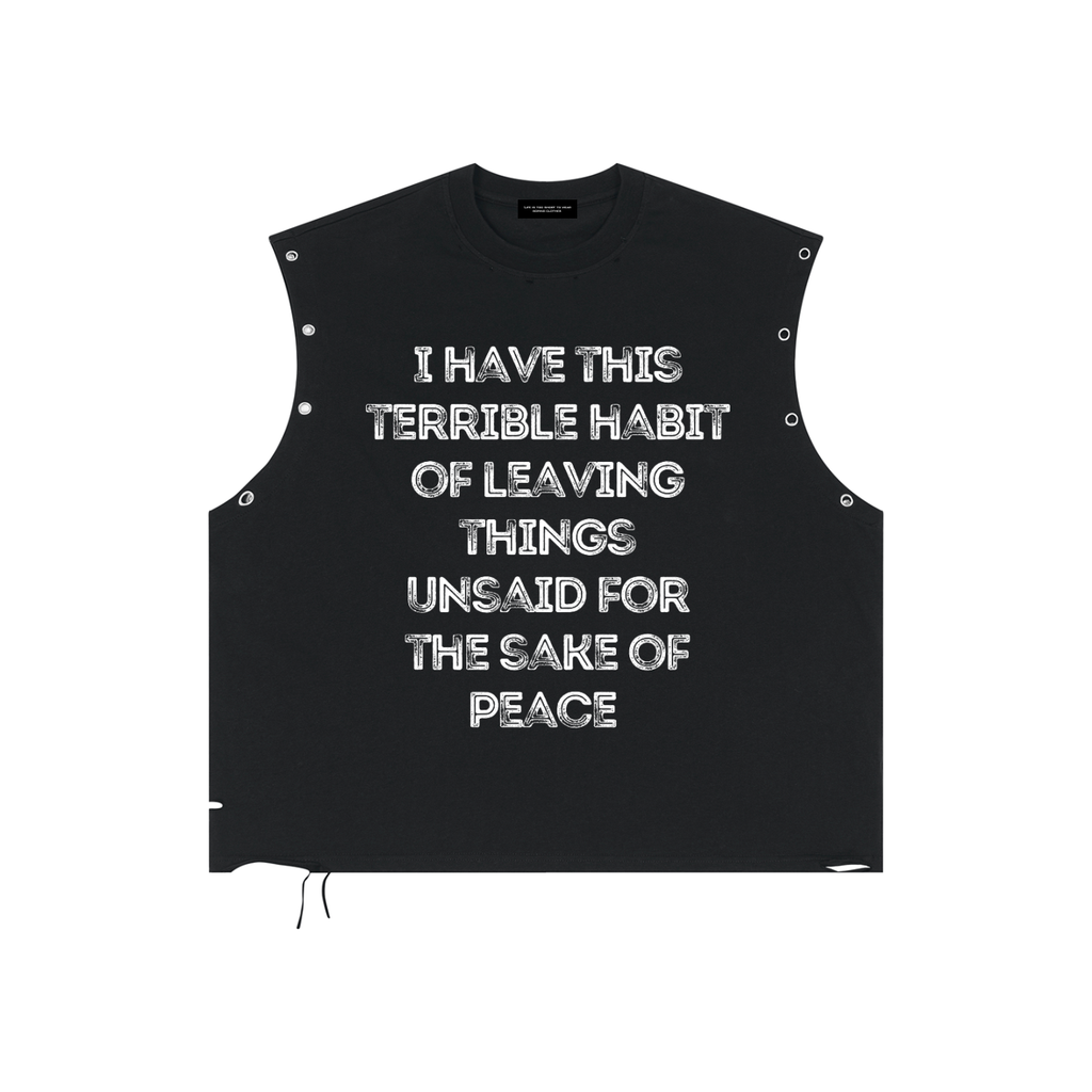 The "Unsaid" Distressed Grommet Eyelet Tank Top