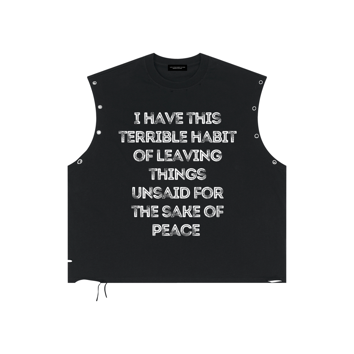 The "Unsaid" Distressed Grommet Eyelet Tank Top