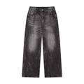 Whiskered Wide-Leg Jeans
